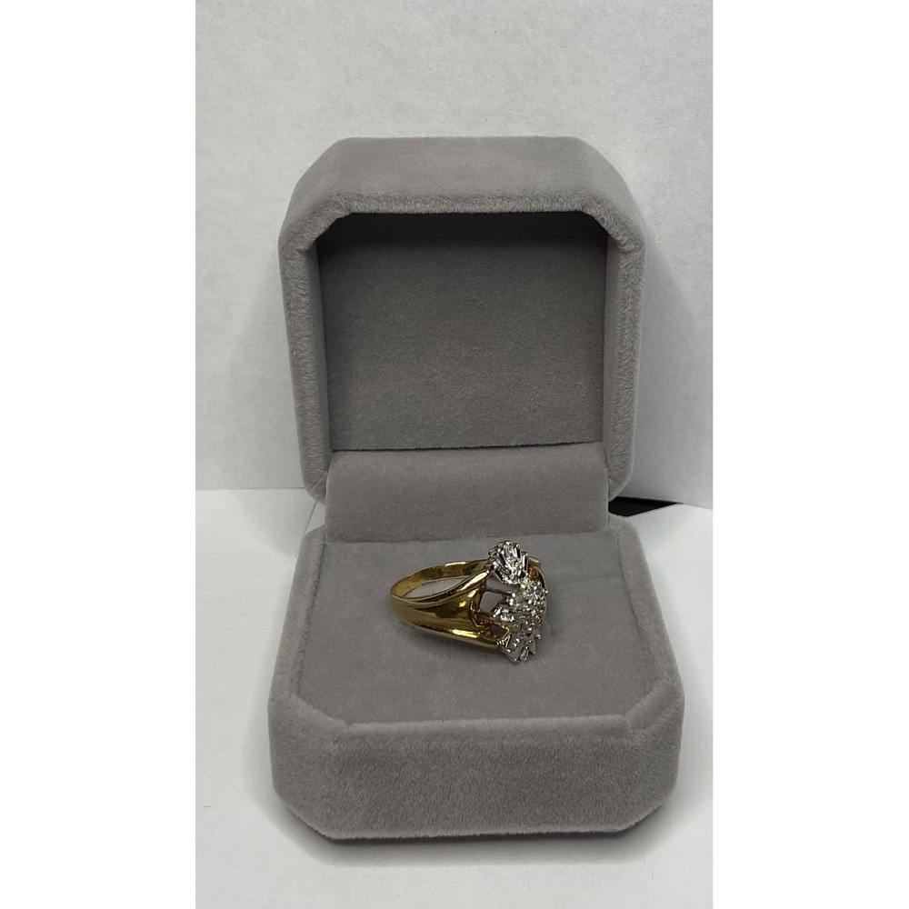 14K YELLOW GOLD DIAMOND CLUSTER RING ESTATE JEWELER VERIFIED SZ 7.5 - Picture 4 of 9